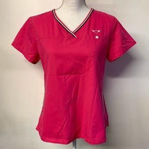 Koi Pink Fitted Short Sleeve Scrub Top